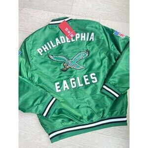 NFL Philadelphia Eagles Kelly Green Fly Satin Bomber Varsity Jacket sz 3XL